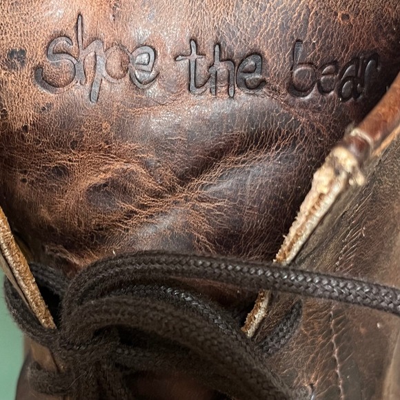 Shoe the Bear Men Brown Leather Lace Up Combat Boots heritage Distressed Size 10 main image 8